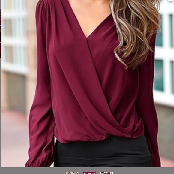 From Miami for Francesca’s Cross Front Lace Back Blouse in Burgundy sz small - Picture 2 of 8